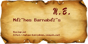 Méhes Barnabás névjegykártya